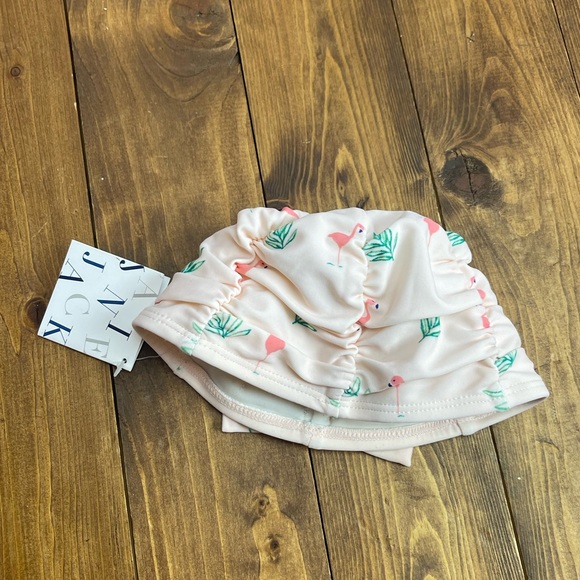 Janie and Jack Swim cap protective wear size 12-24 months pink flamingo print - Picture 2 of 5